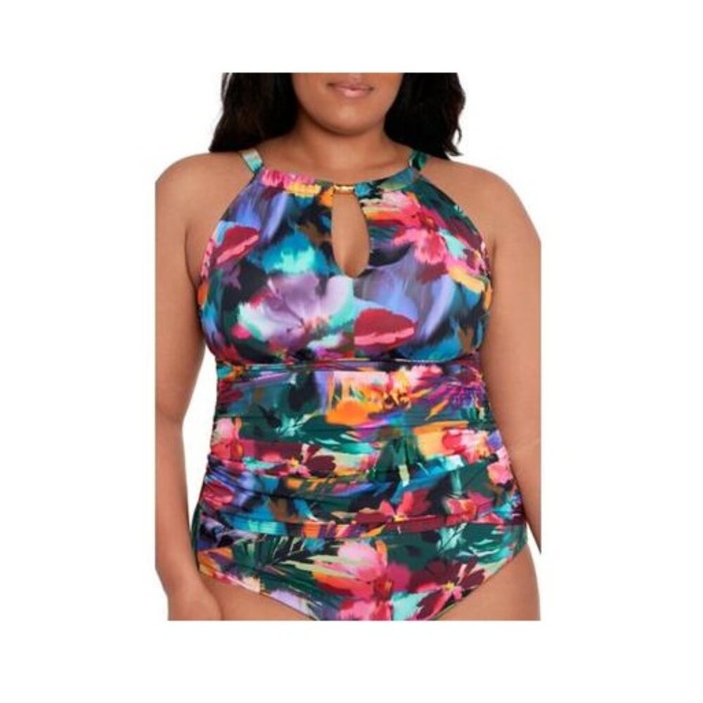 NWT LAUREN Ralph Lauren Women High Neck Topini Multicolor Sz 18W $130 FF402